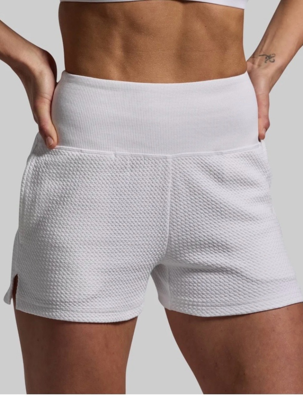 Born Primitive White Textured High-Waist Athletic Shorts